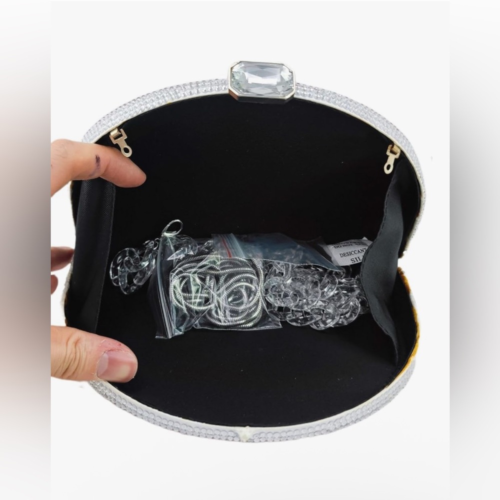 Women’s Rainbow Colorful Crystal Rhinestone Gem Clutch Purse Novelty Mini Bag - Picture 4 of 9